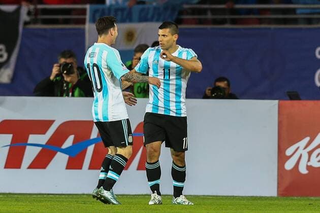 Argentina vs Paraguay LA SERENA, CHILE - 13 06 2015: ARGENTINA X PARAGUAY - Sergio Kun Aguero celebrates goal during the match between Argentina and Paraguay in La Portada Stadium in La Serena, Chile, Group B (Photo: Carlos Ezequiel Vannoni FotoArena)  CarlosxEzequielxVannoni