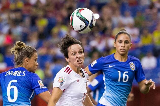 June 13, 2015 : Spain midfielder Marta Corredera 12 watches the ball during the 2015 FIFA Women s World Cup Group E match between Brazil and Spain at the Olympic Stadium in Montreal, Quebec, Canada. SOCCER: JUN 13 FIFA Women s World Cup - Group E - Brazil v Spain Icon15061309 EDITORIAL USE ONLY