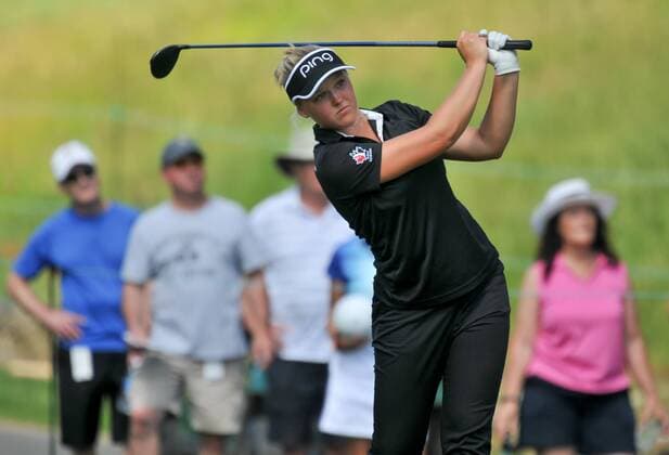Brooke Henderson in action during the KPMG Women s PGA Golf Women Championship at Westchester Country Club in Harrison, New York. Gregory Vasil Cal Media KPMG Women s PGA Championship June 13 - ZUMAc04_