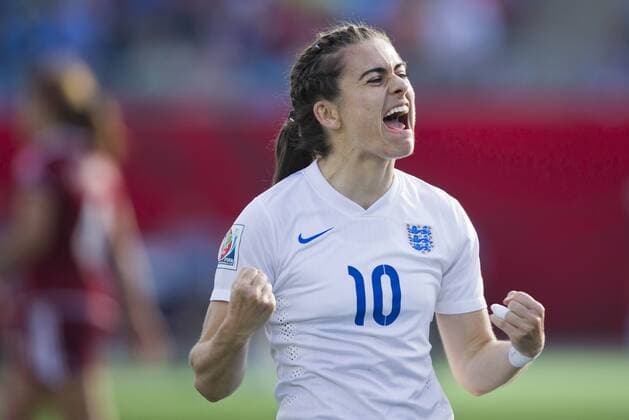 (150614) -- MONCTON, June 14, 2015 -- Karen Carney of England celebrates scoring during the group F match against Mexico at the 2015 FIFA Women s World Cup in Moncton, Canada, June 13, 2015. England won 2-1. ) (SP)CANADA-MONCTON-FIFA WOMEN S WORLD CUP-GROUP F-ENGLAND VS MEXICO ZouxZheng 