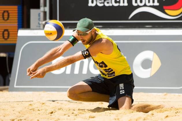 14.06.2015, xfrx, Beachvolleyball, smart beach cup Jena, v.l. Manuel Lohmann (TGM Mainz-Gonsenheim)
