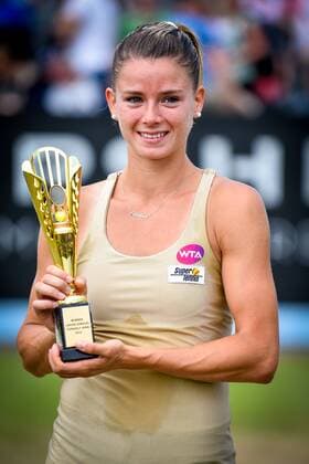 - ROSMALEN, NETHERLANDS: Italian Camila Giorgi pictured with her trophy after winning a tennis game between Italian Camila Giorgi and Swiss Belinda Bencic, the finals of the women s tournament at the Topshelf Open WTA Tennis Damen tennis tournament in Rosmalen, the Netherlands, Sunday 14 June 2015. LUCxCLAESSEN  x04642386x