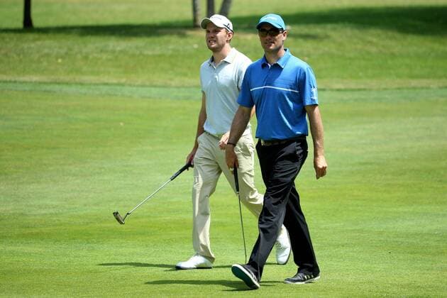 GOLF - Lyoness Open 2015 ATZENBRUGG,AUSTRIA,14.JUN.15 - GOLF - PGA Golf Herren European Tour, Lyoness Open, Diamond Country Club. Image shows Maximilian Kieffer and Florian Fritsch (GER). GEPAxpictures xDanielxGoetzhaber