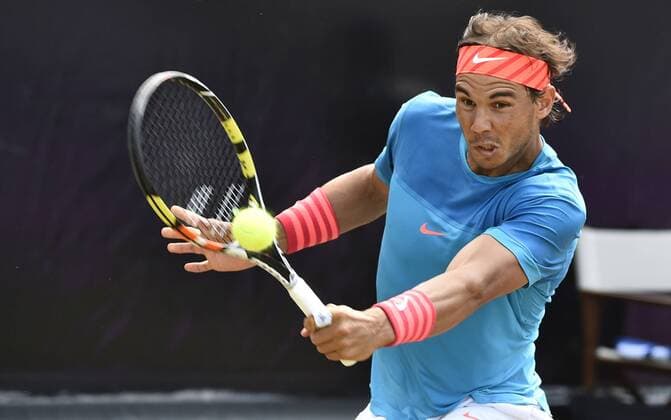 Rafael Nadal (ESP) Aktion Finale 14.06.2015 Tennis Mercedes-Cup Stuttgart Weißenhof TC Weissenhof Mercedescup Mercedes Cup 06.06..-14.06.2015 Mercedes-Cup Stuttgart Weißenhof 2015