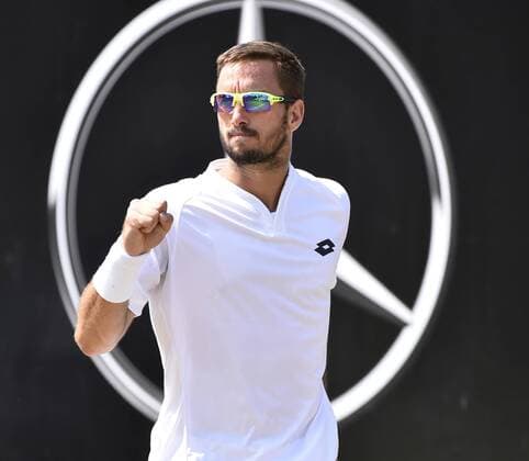 Viktor Troicki (SRB) Aktion Jubel jubelt Freude Emotion nach gewonnenem Punkt Finale 14.06.2015 Tennis Mercedes-Cup Stuttgart Weißenhof TC Weissenhof Mercedescup Mercedes Cup 06.06..-14.06.2015 Mercedes-Cup Stuttgart Weißenhof 2015