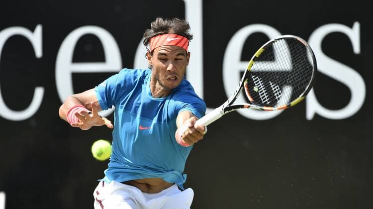 Rafael Nadal (ESP) Aktion Finale 14.06.2015 Tennis Mercedes-Cup Stuttgart Weißenhof TC Weissenhof Mercedescup Mercedes Cup 06.06..-14.06.2015 Mercedes-Cup Stuttgart Weißenhof 2015
