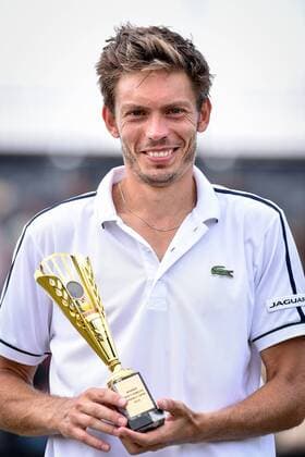 - ROSMALEN, NETHERLANDS: French Nicolas Mahut celebrates after winning a tennis game between Belgian David Goffin and French Nicolas Mahut, the finals of the men s tournament at the Topshelf Open WTA Tennis Damen tennis tournament in Rosmalen, the Netherlands, Sunday 14 June 2015. LUCxCLAESSEN  x04642509x