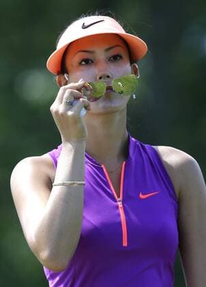 Michelle Wie walks to the 10th fairway in the final round of the KPMG Women s PGA Golf Herren Championship at Westchester Country Club in Harrison, NY on June 14, 2015.  NYP20150614110 JOHNxANGELILLO