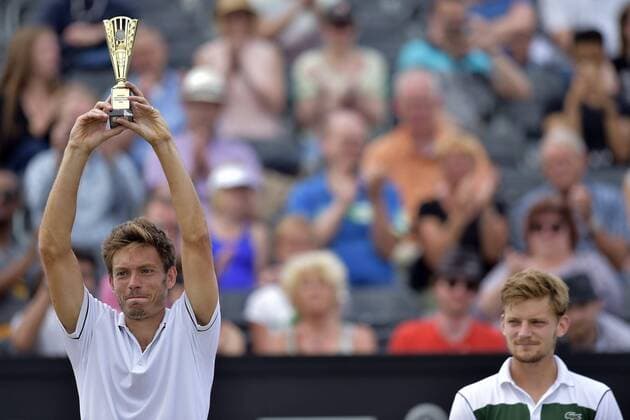 Nicolas Mahut (FRA) - David Goffin (BEL) TENNIS : Topshelf Open grasscourt championships of Rosmalen - Finale - 14 06 2015 PhotoNews Panoramic 