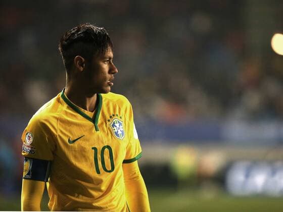 (150615) -- TEMUCO, June 14, 2015 -- Brazil s Neymar reacts during a Group C match between Brazil and Peru at Copa America 2015 in Temuco, Chile, June 14, 2015. Brazil won 2-1. ) (SP)CHILE-TEMUCO-COPA AMERICA 2015-GROUP C-BRAZIL VS PERU XuxZijian 