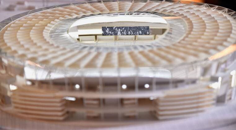 Aktuell Fußball, Italien, Serie A, Präsentation des Modells für das neue Stadion des AS Rom Plastico. Model Roma 15-06-2015 Präsentation des Modells für das neue Stadion des AS Rom. Presentation of the final design of the new AS Roma new stadium andreaxstaccioli