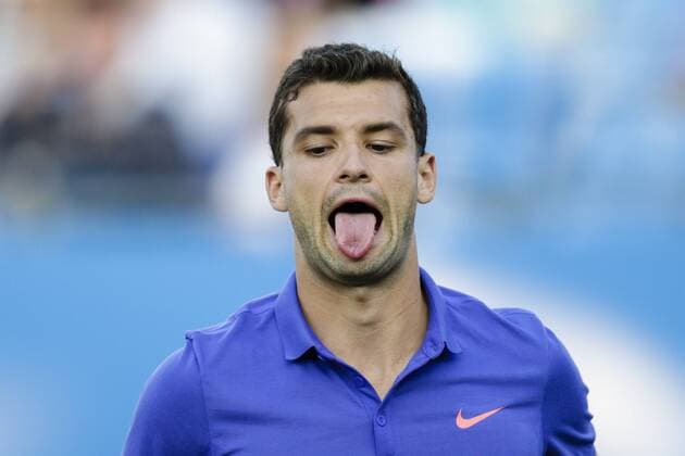 15.06.2015. London, England. Queens Aegon Championship Tennis. Grigor Dimitrov (BUL) versus Sam Query (USA), 1st round match. Grigor Dimitrov in action xCraigxMercerx  ActionPlus11631779