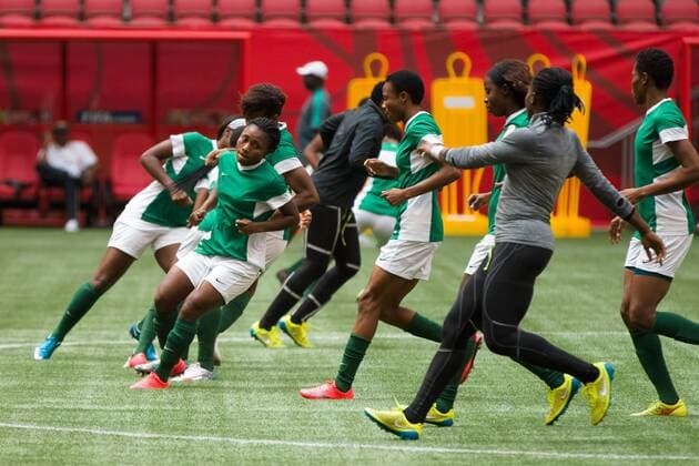 June 15, 2015: The Nigerian team at an official practise session prior to a Group D match at the FIFA Women s World Cup Canada 2015 between Nigeria and the USA at BC Place Stadium on June 2015 in Vancouver, Canada. Sydney Low Cal Media.June 15, 2015: at a press conference PK Pressekonferenz prior to a Group D match at the FIFA Women s World Cup Canada 2015 between Nigeria and the USA at BC Place Stadium on June 2015 in Vancouver, Canada. Sydney Low Cal Sport Media.June 15, 2015: The Nigerian team at an official practise session prior to a Group D match at the FIFA Women s World Cup Canada 2015 between Nigeria and the USA at BC Place Stadium on June 2015 in Vancouver, Canada. Sydney Low Cal Sport Media. Soccer 2015: FIFA Women s World Cup JUNE 15 - ZUMAc04_