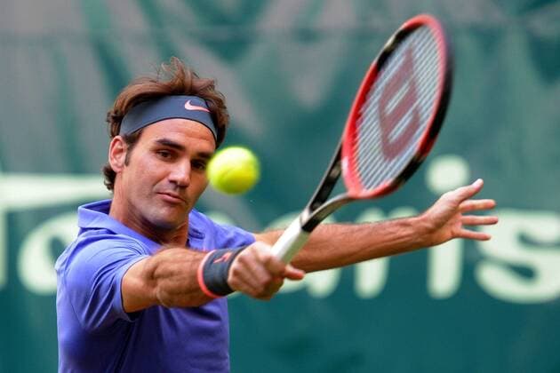 Halle, Westfalen 1. Hauptrunde, Roger Federer, CH, siegt ueber Philipp Kohlschreiber, ein vorweggenommenes Finalspiel in der 1. Runde, Tennis, ATP Tennis Herren Gerry Weber Open 2015, Halle-Westfalen, 15.06.15, Copyright: Franzx Eibner-Pressefoto EP_pfz