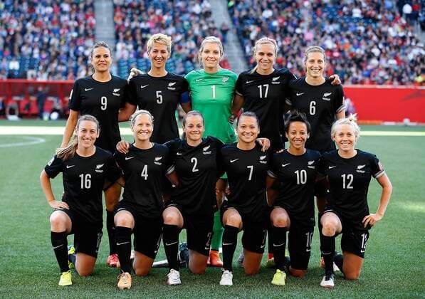WINNIPEG, June 15, 2015 -- Players of New Zealand line up ahead of the Group A match between China and New Zealand at th Winnipeg Stadium in Winnipeg, Canada, on June 15, 2015. The match ended with a 2-2 draw. New Zealand was disqualified for the round of 16. ) (SP)CANADA-WINNIPEG-FIFA WOMEN S WORLD CUP-CHN VS NZL WangxLili 