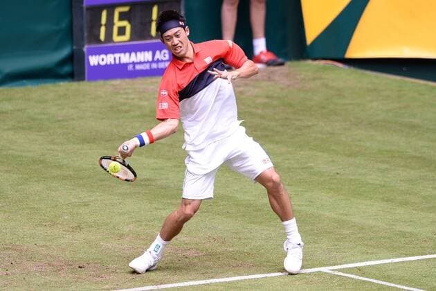 Tennis Gerry Weber Open 2015 am 16.06.2015 im Gerry Weber Stadion in Halle ( Westfalen ) Kei Nishikori ( JPN )