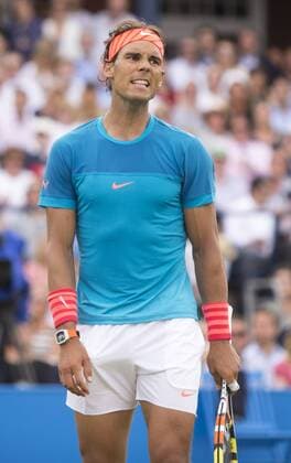 16.06.2015. London, England. Queens Aegon Championship Tennis. Rafael Nadal (ESP) reacts after loosing another point in his match against Alexandr Dolgopolov (UKR). xNigelxCookex  ActionPlus11632062