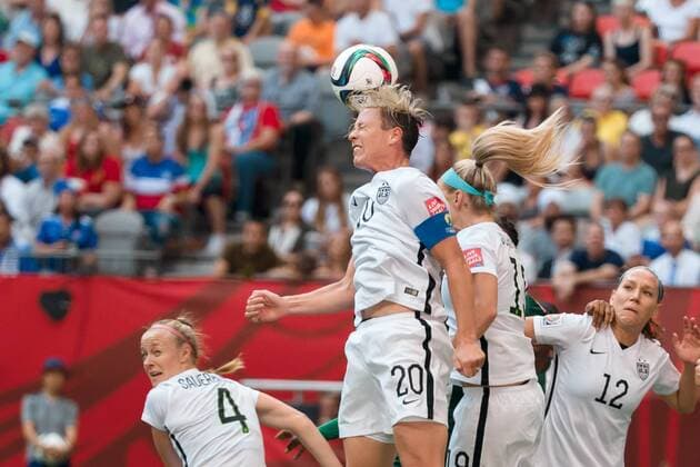 June 16, 2015: Abby WAMBACH of the USA heads the ball during a Group D match at the FIFA Women s World Cup Canada 2015 between Nigeria and the USA at BC Place Stadium on 16 June 2015 in Vancouver, Canada. USA won 1-0. Sydney Low Cal Media. Soccer 2015: FIFA Women s World Cup JUNE 16 - ZUMAc04_