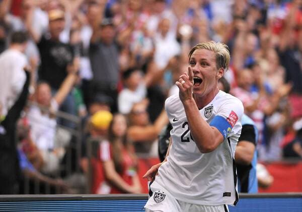 June 16, 2015: United States forward Abby Wambach (20) celebrates her late first half goal against Nigeria at BC Place in Vancouver, British Columbia. SOCCER: JUN 16 FIFA Women s World Cup - Group D - Nigeria v USA Icon150612017 EDITORIAL USE ONLY