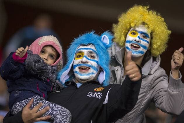 LA SERENA, June 16, 2015 -- Fans from Uruguay react prior to the Group B match of the Copa America Chile 2015 between Argentina and Uruguay, at La Portada stadium, in La Serena, Chile, on June 16, 2015. ) (ce) (SP)CHILE-LA SERENA-COPA AMERICA-ARGENTINA VS URUGUAY LuisxEcheverria 