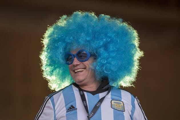 LA SERENA, June 16, 2015 -- A fan from Argentina smiles prior to the Group B match of the Copa America Chile 2015 between Argentina and Uruguay, at La Portada stadium, in La Serena, Chile, on June 16, 2015. ) (ce) (SP)CHILE-LA SERENA-COPA AMERICA-ARGENTINA VS URUGUAY LuisxEcheverria 