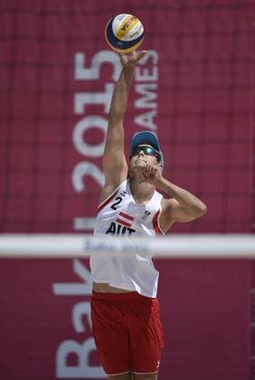 European Games Baku BAKU,AZERBAIJAN,17.JUN.15 - European Games Baku,beachvolleyball. Image shows Lorenz Peter Petutschnig (AUT). GEPAxpictures xM.xHoermandinger