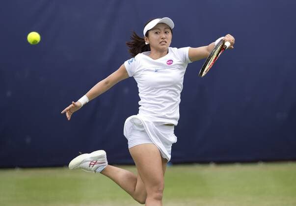 17 June 2015: Misaki Doi (JPN) in action during her defeat by Christina McHale (USA) in their WomenÕs Singles Second Round during the Aegon Classic at Edgbaston Priory Club in Birmingham, Great Britain. - Christina McHale (USA) def Q Misaki Doi (JPN) 6-3 6-4. TENNIS: JUN 17 Aegon Classic Birmingham Icon1506173208 EDITORIAL USE ONLY