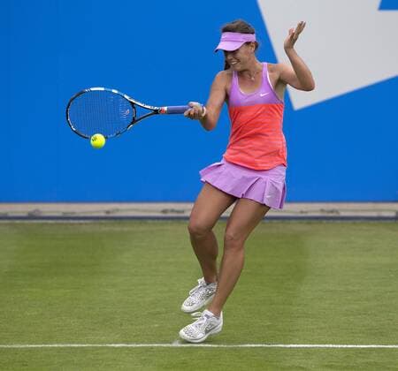 17 June 2015: 2 Ana Ivanovic (SRB) in action during her defeat by Q Michelle Larcher De Brito (POR) in their WomenÕs Singles Second Round during the Aegon Classic at Edgbaston Priory Club in Birmingham, Great Britain. - Michelle Larcher De Brito (POR) def Ana Ivanovic (SRB) 6-4 3-6 7-6 (6). TENNIS: JUN 17 Aegon Classic Birmingham Icon1506173219 EDITORIAL USE ONLY