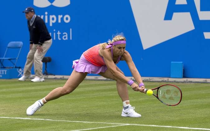 17 June 2015: Sabine Lisicki (GER) in action during her WomenÕs Singles Second Round during the Aegon Classic at Edgbaston Priory Club in Birmingham, Great Britain. against Belinda Bencic (SUI). TENNIS: JUN 17 Aegon Classic Birmingham Icon1506173248 EDITORIAL USE ONLY