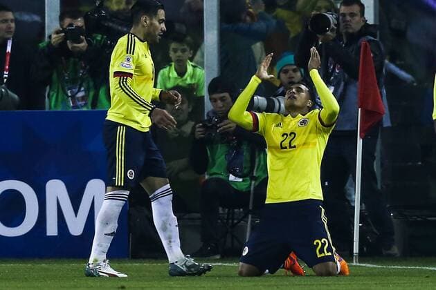 Brazil vs Colombia SANTIAGO, SC - 17 06 2015: BRAZIL X COLOMBIA - Jeison Murillo of Colombia celebrates goal during the match between Brazil vs Colombia, valid for Football, held at the Monumental Stadium in Santiago. (Photo: Carlos Ezequiel Vannoni FotoArena)  CarlosxEzequielxVannoni