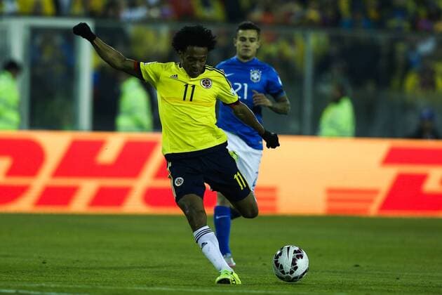 Brazil vs Colombia SANTIAGO, SC - 17 06 2015: BRAZIL X COLOMBIA - Juan Cuadrado during match between Brazil vs Colombia, valid for Football, held at the Monumental Stadium in Santiago. (Photo: Carlos Ezequiel Vannoni FotoArena)  CarlosxEzequielxVannoni