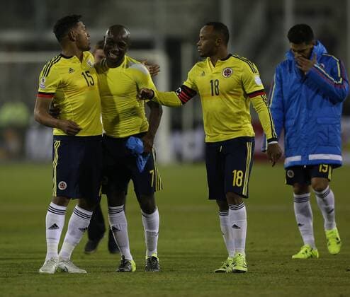 Alexander Mejia, Pablo Armero. Juan Camilo Zuniga Brazil vs Colombia SANTIAGO, SC - 17 06 2015: BRAZIL X COLOMBIA - Photo during the match between Brazil vs Colombia, valid for Football, held at the Monumental Stadium in Santiago. (Photo: Carlos Ezequiel Vannoni FotoArena)  CarlosxEzequielxVannoni