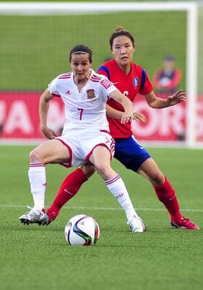 June 17, 2015: Natalia Pablos ( 7) of Spain and Defender Hwang Boram ( 6) of Korea Republic battle for the ball during the FIFA 2015 Women s World Cup Group E match between Korea and Spain at Lansdowne Stadium in Ottawa, Canada. SOCCER: JUN 17 FIFA Women s World Cup - Group E - Korea v Spain Icon15061700006 EDITORIAL USE ONLY