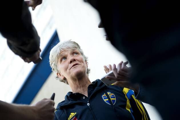 June 17, 2015 - Edmonton: Pia Sundhage - Interviews Nationalteam Schweden, Fussball Damen WM 2015.  - ZUMAb138