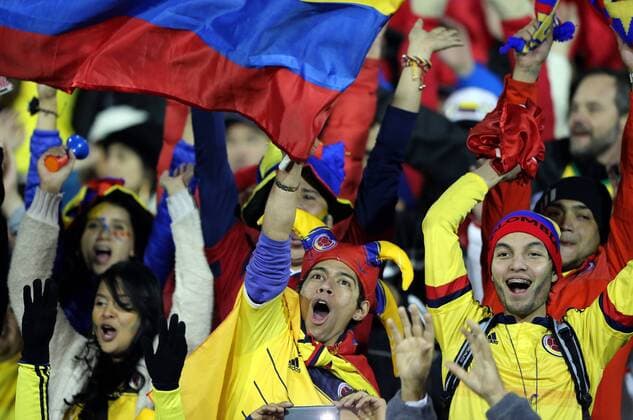 SANTIAGO, June 17, 2015 -- Fans of Colombia react prior to the Group C match of the Copa America Chile 2015 between Brazil and Colombia, at the Estadio Monumental, in Santiago, Chile, on June 17, 2015. ) (ce) (SP)CHILE-SANTIAGO-COPA AMERICA-BRAZIL VS COLOMBIA JorgexVillegas 