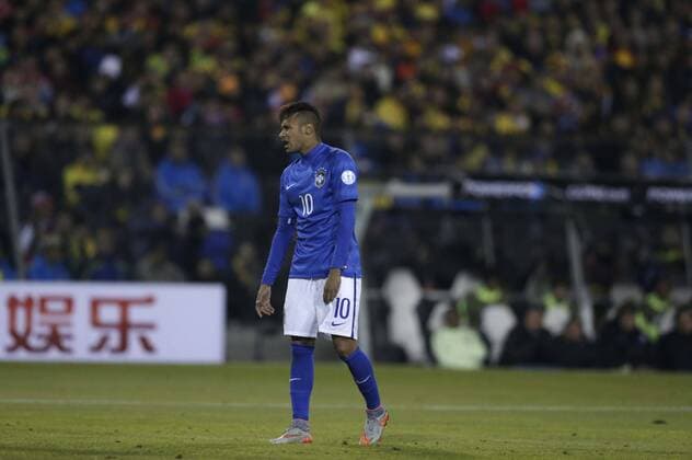 SANTIAGO, June 17, 2015 -- Neymar of Brazil reacts during the Group C match of the Copa America Chile 2015 between Brazil and Colombia, at the Estadio Monumental, in Santiago, Chile, on June 17, 2015. ) (ce) (SP)CHILE-SANTIAGO-COPA AMERICA-BRAZIL VS COLOMBIA GuillermoxArias 