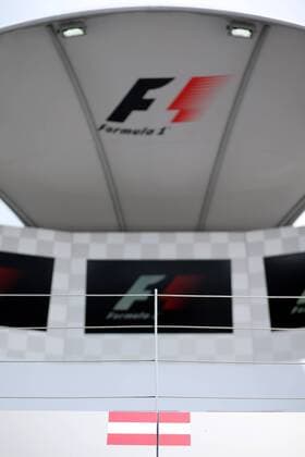 FORMULA 1 - GP of Austria 2015 SPIELBERG,AUSTRIA,18.JUN.15 - MOTORSPORTS, FORMULA 1 - Grand Prix of Austria, Red Bull Ring, preview. Image shows a flag an the winners podium. GEPAxpictures xDanielxGoetzhaber