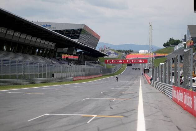FORMULA 1 - GP of Austria 2015 SPIELBERG,AUSTRIA,18.JUN.15 - MOTORSPORTS, FORMULA 1 - Grand Prix of Austria, Red Bull Ring, preview. Image shows finish line. GEPAxpictures xDanielxGoetzhaber