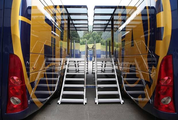 FORMULA 1 - GP of Austria 2015 SPIELBERG,AUSTRIA,18.JUN.15 - MOTORSPORTS, FORMULA 1 - Grand Prix of Austria, Red Bull Ring, preview. Image shows the FIA buses. GEPAxpictures xHaraldxSteiner