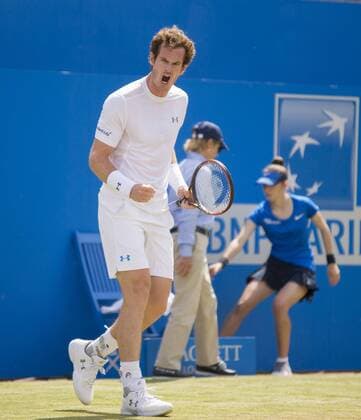 18.06.2015. London, England. Queens Aegon Championship Tennis. Andy Murray (GBR) celebrates a crucial point in the first set against Fernando Verdasco (ESP) xNigelxCookex  ActionPlus11632770