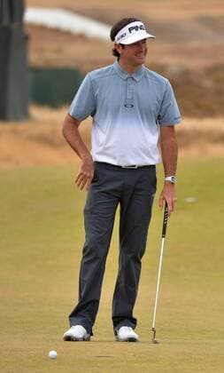 Bubba Watson reacts to missing a putt on the fifth hole in the first round of the 115th U.S. Open Championship at Chambers Bay on June 18, 2015 in University Place, Washington.  SEA20150618219 KEVINxDIETSCH