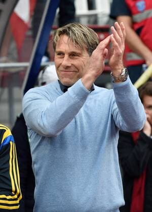 FUSSBALL International UEFA U21 U 21 EUROPAMEISTERSCHAFT 2015 GRUPPENPHASE in Olmuetz Italien - Schweden 18.06.2015 Trainer Hakan Ericson (Schweden) 