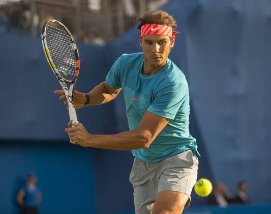 18.06.2015. London, England. Queens Aegon Championship Tennis. Rafael Nadal (ESP) in action during his doubles game. xNigelxCookex  ActionPlus11632920