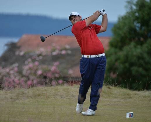 Aktuell Golf, US Open Patrick Reed watches his tee shot on the 18th hole of the 115th U.S. Open Championship at Chambers Bay on June 18, 2015 in University Place, Washington.  SEA20150618254 KEVINxDIETSCH