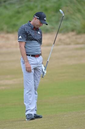 Sergio Garcia of Spain reacts to his shot on the eighth hole in round one of the 115th U.S. Open Championship at Chambers Bay on June 18, 2015 in University Place, Washington.  SEA20150618277 KEVINxDIETSCH