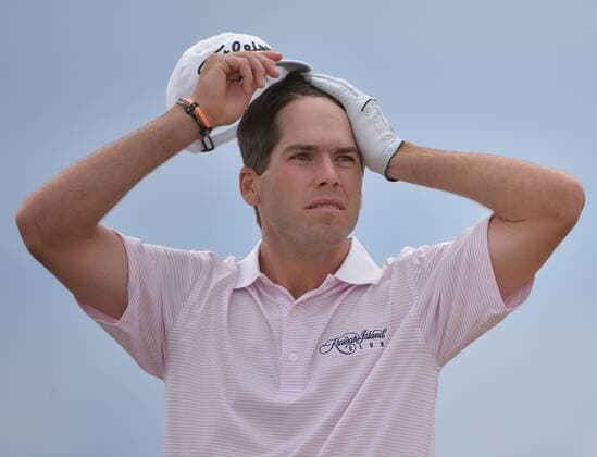 Ben Martin waits to tee off on the fourth hole in round one of the 115th U.S. Open Championship at Chambers Bay on June 18, 2015 in University Place, Washington.  SEA201506182120 KEVINxDIETSCH