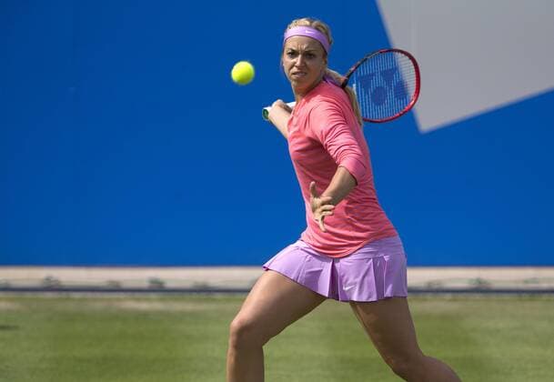 June 18, 2015: 8 Sabine Lisicki (GER) in action during her victory over Magdalena Rybarikova (SVK) in their WomenÕs Singles Third Round match today - 8 Sabine Lisicki (GER) def Magdalena Rybarikova (SVK) 7-6(7) 6-4. TENNIS: JUN 18 Aegon Classic Birmingham Icon15061804 EDITORIAL USE ONLY