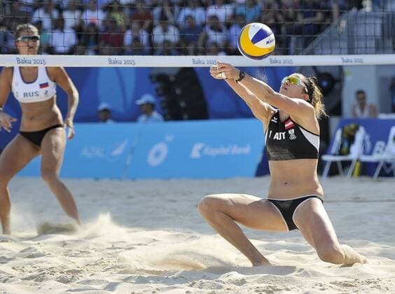 European Games Baku BAKU,AZERBAIJAN,19.JUN.15 - European Games Baku, Beach volleyball Beachvolleyball women. Image shows Lena Maria Plesiutschnig (AUT). GEPAxpictures xM.xHoermandinger