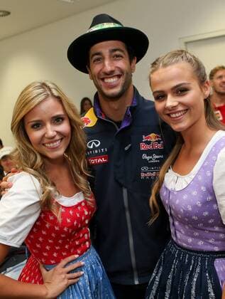 Aktuell Formel 1, GP Österreich, Fahrer mit den Grid Girls Formula Unas FORMULA 1 - GP of Austria 2015 SPIELBERG,AUSTRIA,19.JUN.15 - MOTORSPORTS, FORMULA 1 - Grand Prix of Austria, Red Bull Ring, free practice. Image shows Daniel Ricciardo (AUS Infiniti Red Bull Racing) with Formula Unas. Keywords: hat. GEPAxpictures xChristianxWalgram