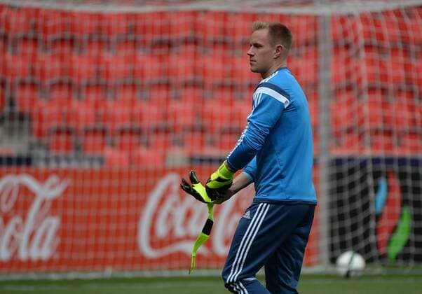 Aktuell Fußball, U21 EM, DFB Nationalteam Training in Prag 19.06.2015, xjhx, Fussball EM 2015 U21 U 21 Deutschland Pressekonferenz und Training, v.l. Marc-Andre ter Stegen (Deutschland U21)